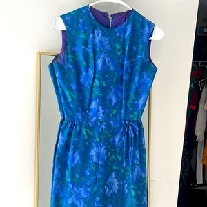 Vintage Floral Silk Dress XS